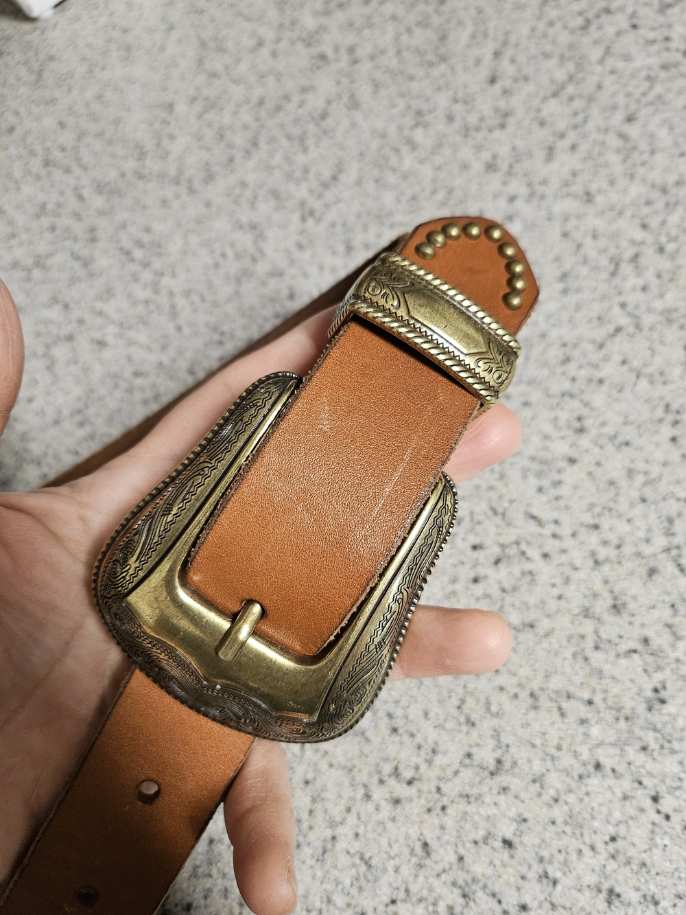 Anthropologie Tooled Leather Western Belt - Tan - Picture 8 of 12